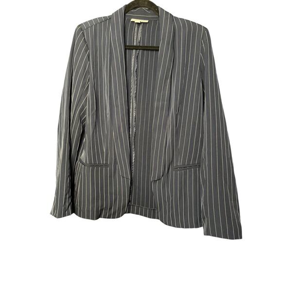 Dana Buchman Women's Striped Blazer Jacket Open Front Navy Blue/White Size 12 - Picture 1 of 4